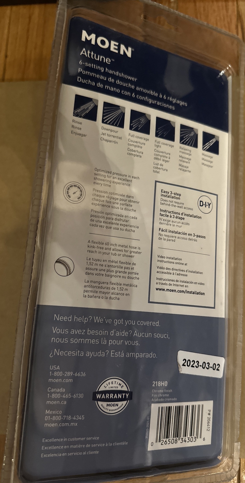 Moen 6Mode Attune Hand Held Shower Head in Chrome 218H0 *NEW* eBay