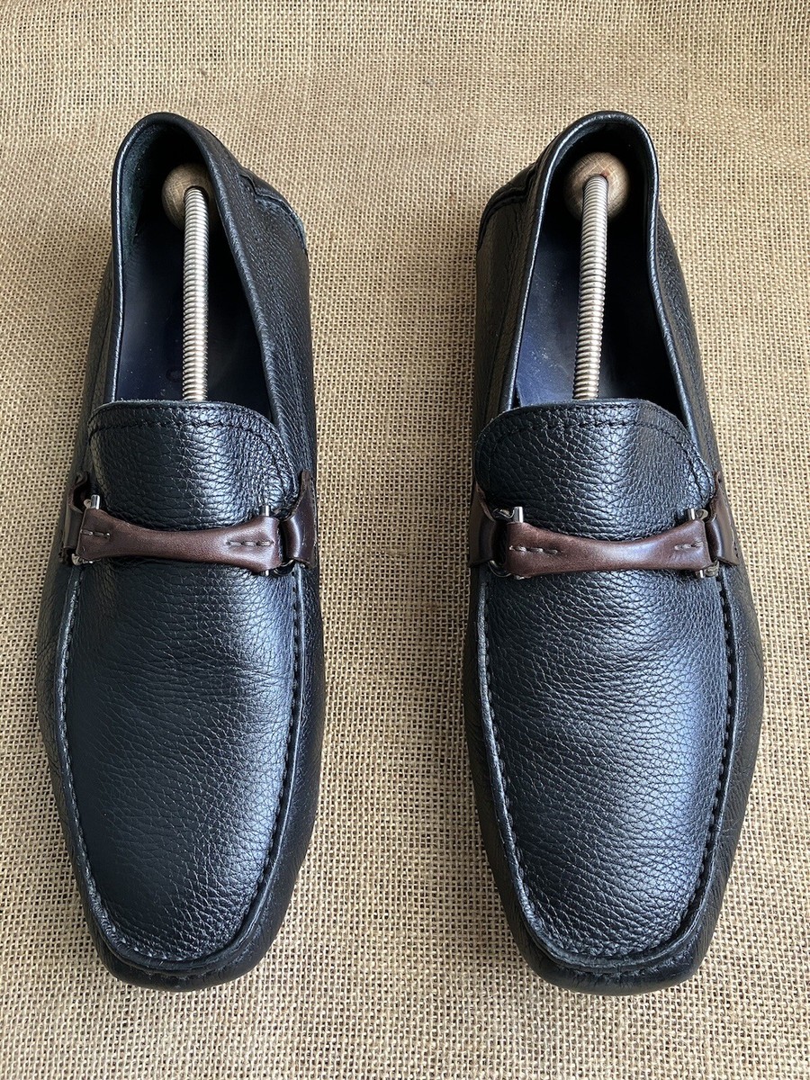 SALVATORE FERRAGAMO Mens Black Leather Gancini Loafers Size  display picture 2