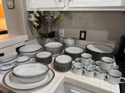 Fine China COMPLETE Collectors Set Made In SRI LANKA. Platinum Buffet Royal