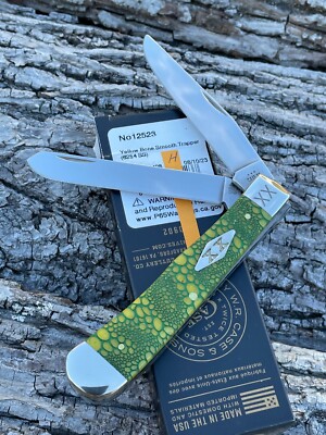 CASE XX *h SFO 2023 YELLOW GREEN EDITION LIZARD SKIN TRAPPER KNIFE KNIVES