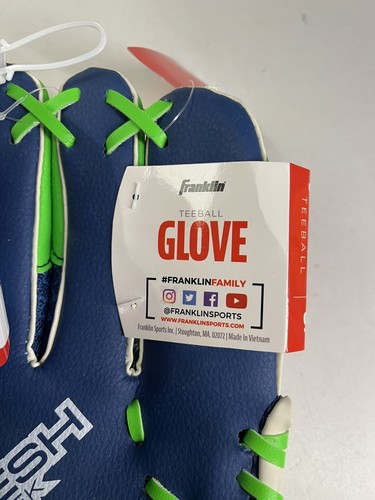 Franklin Sports 9.5'' Meshtek Baseball Glove Tee Ball Brand New Blue Green RHT - Bild 7 von 14