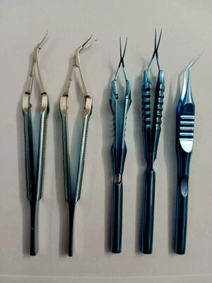 Ophthalmic Surgery Set of 5 Instrument High Quality Titanium Lens Cutting Forcep