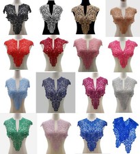 Bridal Flora Lace Collar Applique V Shape Neckline Sew on Yoke Patch  Motifs #16