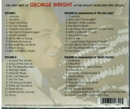 GEORGE WRIGHT - The Very Best of George Wright Wurlitzer Pipe Organ (CD 2006) - Imagen 2 de 2