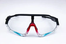 Kapvoe Scvcn Rew White Blue Photocromatic Cycling Sport Shield Sunglasses