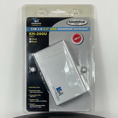 KINGWIN KH-200U-BK Aluminum alloy 2.5 Silver USB 2.0 External Enclosure (New)