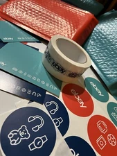25 eBay Holiday 2022 Branded Shipping Supplies STARTER KIT Blue Tape Postcards