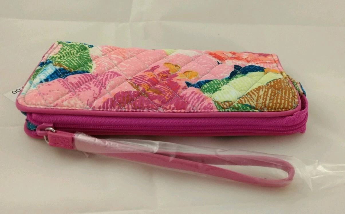 Portafoglio da polso Vera Bradley RFID con zip anteriore nuovo con etichette pochette in Superbloom