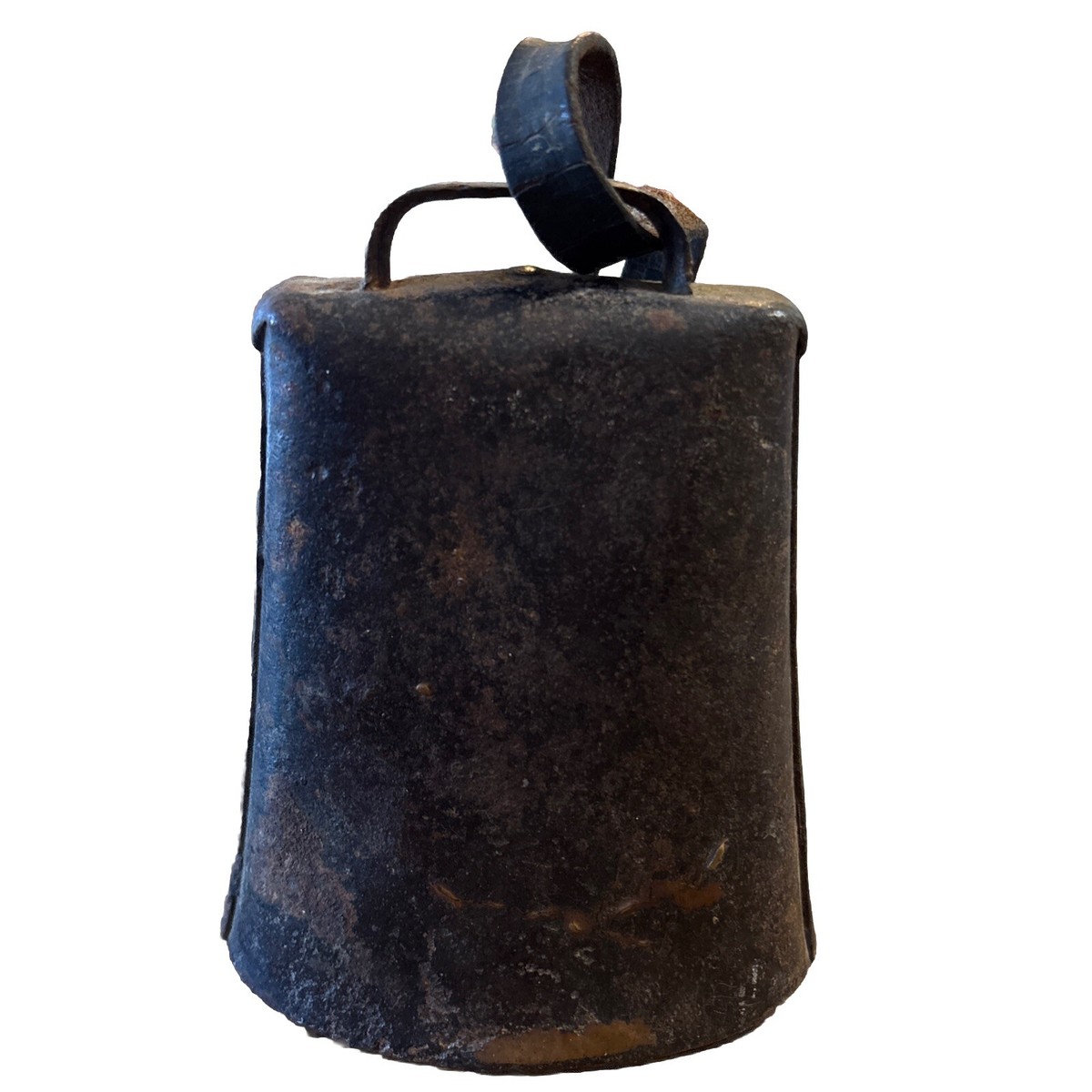 Antique Metal Cowbell With Original Leather Strap 6