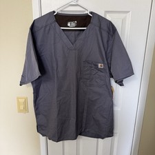 Carhartt MT5108 Scrub Utility Top Gray Ripstop V-Neck Shirt Men's Size XL NWT