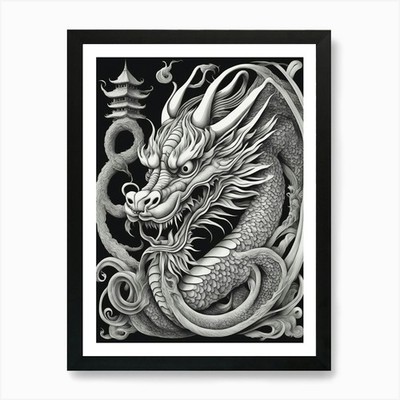 Drachentafel 3 Kunstdruck gerahmt Wandbild Poster Leinwanddruck Bild
