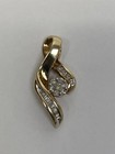 10k Yellow Gold AURA Natural Round & Baguette Diamonds Ribbon Design Pendant — photo 3