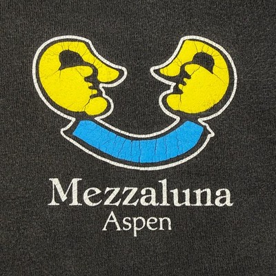 Vintage Aspen Colorado T Shirt Mezzaluna Restaurant 1990s Hanes Beefy-T Adult XL