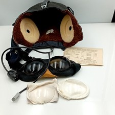 Genuine Soviet USSR MiG Pilot Leather Winter Headgear Helmet with PO-1M Goggles