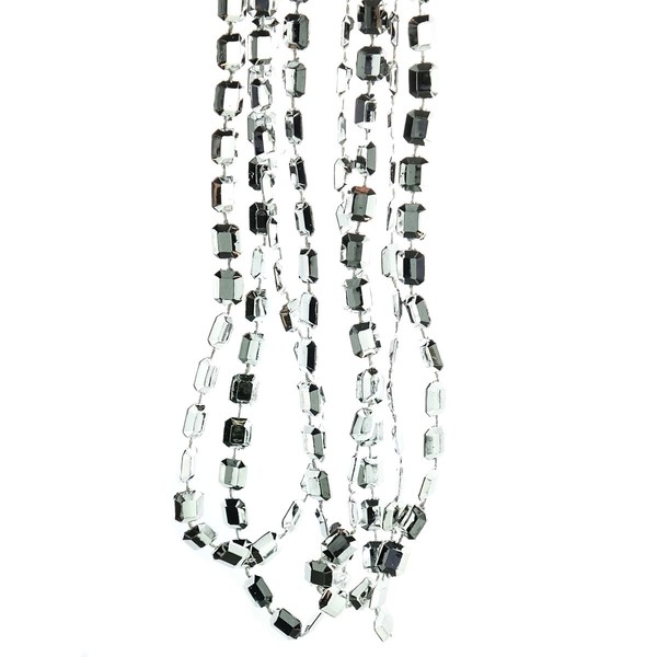 Weihnachts-Girlande Silver Silberfarben In Baguetteform 2,7 Meter - Kunststoff-image