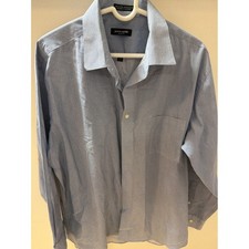 Pierre Cardin Mens Slim Fit Dress Shirt Blue Geometric Print XL 17-17.5 34/35