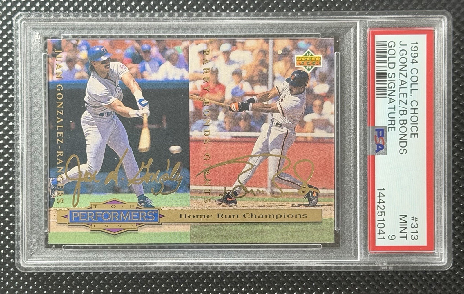 Barry Bonds Juan Gonzalez 1994 Collectors Choice Gold Signature PSA 9
