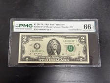 Nota de error 2017A Star $2 dos dólares PMG gema graduada 66 EPQ ESTRELLA SÓLIDA/LLENA RARA