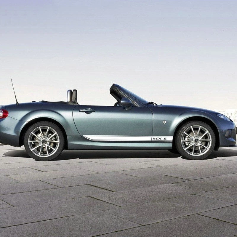 2 peças adesivo saia lateral porta carro corrida esporte listras para Mazda MX-5 carroceria decalque - Imagem 3 de 4