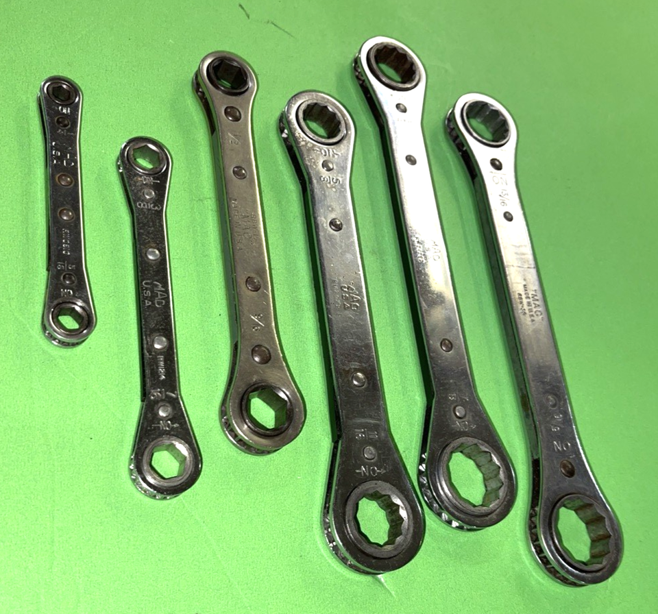 Sae Tools MAC TOOLS 6 PIECE SAE. 0 DEGREE OFFSET RATCHETING BOX END WRENCHES 1/4 ...