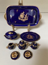 vintage Limoges France miniature Porcelain Tea Set And Tureen w/ Tray 13 Pieces
