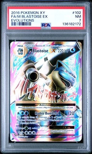 2016 POKEMON XY EVOLUTIONS #102 FULL ART/M BLASTOISE EX PSA 7
