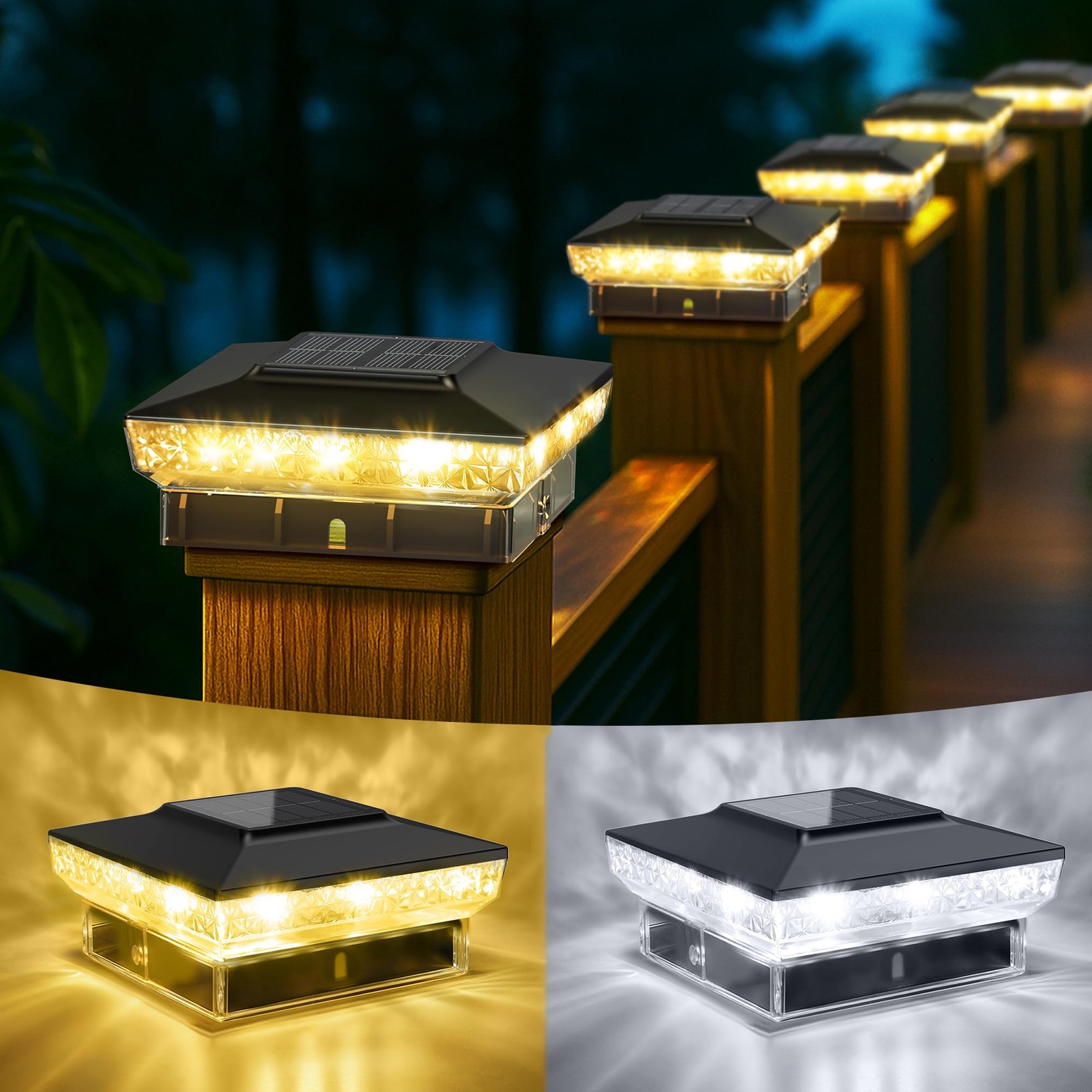 Upgraded 12-Pack Solar Post Cap Lights for Outdoor Deck Fence