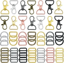 56Pcs Purse Bag Hardware Set D Rings Swivel Clasps Slides Buckles Metal Craft 25