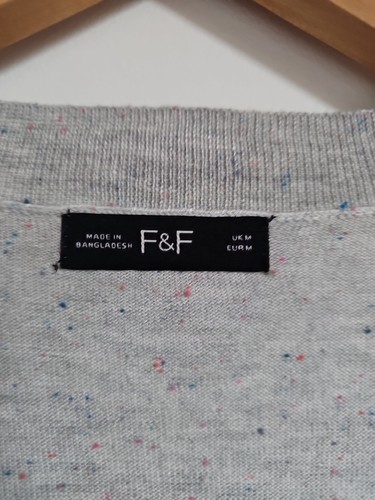 F&F Thin Knit Speckled Open Cardigan Top Grey Size M - Picture 2 of 6