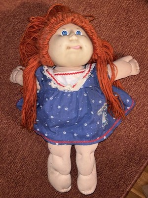Vintage Cabbage Patch Kids Doll Red Hair Blue Eyes Signed Xavier Roberts 1986
