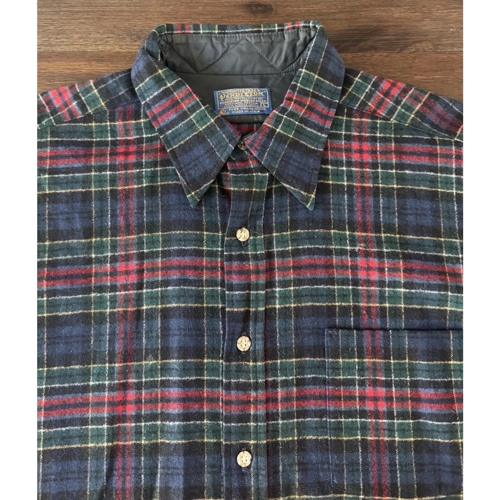Pendleton Flannel Shirt Mens Large Wool Tartan 60s 70s Lodge Allison