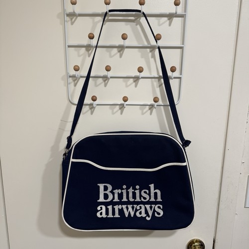 Vintage 70's British Airways Blue Cabin Flight Travel Shoulder Heller Ltd. Bag