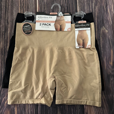 Under Where? Tummy Tamer Short 2 Pack Firm Control Sz 3X Solid Tan Black