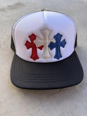 帽子 CHROME HEARTS TRUCKER CAP Chrome Hearts Black USA Triple Cross Patch Trucker Hat New | eBay