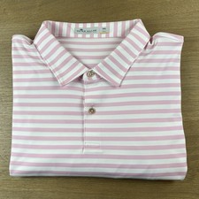 Peter Millar Featherweight Polo Mens XXL Golf UPF 50 Performance Pink Stripe