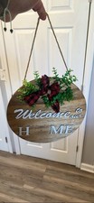 WELCOME TO OUR HOME Sign Wood Plaque Decor Hand Crafted Front Door Wall