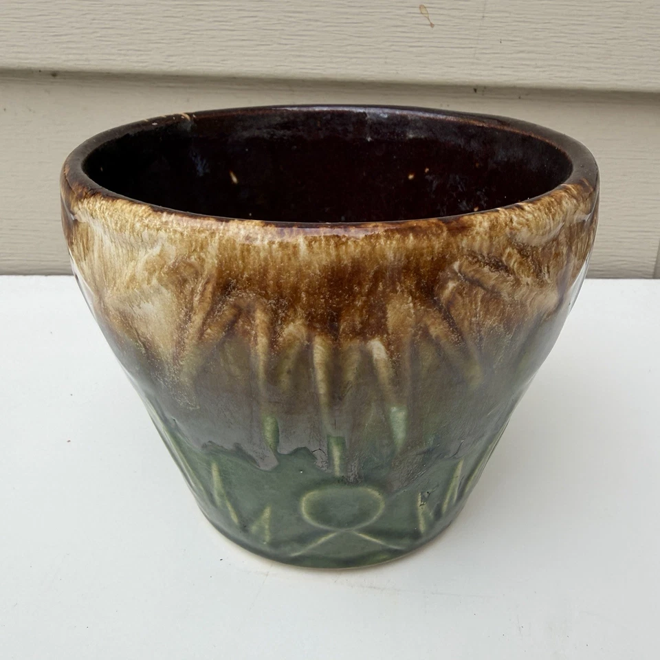 Vintage Robinson Ransbottom Pottery Sun and Moon Jardiniere Pot Planter 5” - Image 2 of 4