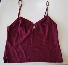 100 Silk Victoria's Secret Camisole Crimson red Rhinstone Peekaboo Medium Tank