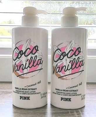 2 VICTORIA'S SECRET PINK COCO VANILLA COMFORTING BODY  w/ COCONUT OIL 14 oz NEW