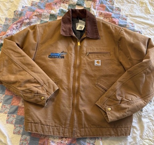 Vintage Carhartt Detroit Jacket J97 Canvas Blanket Lined Size Large