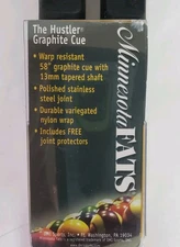 Minnesota Fats The Hustler Graphite Pool Cue 20oz 58" 2 Piece Shaft Burgundy New
