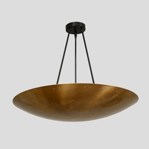 Dome Pendant Chandelier Flush mount Ceiling Light Perforated Italian Brass Lamp - Picture 4 of 8