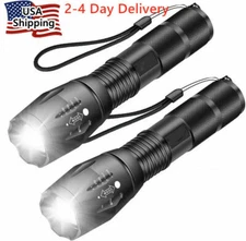 Super-Bright  LED Tactical Flashlight 5 Modes Zoomable 2-Pack