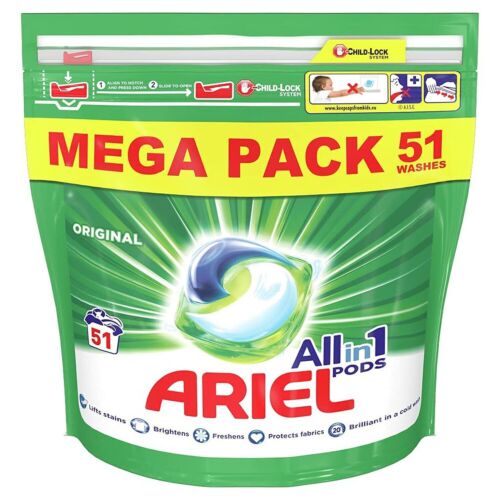 Ariel All-in-1 Pods Waschflüssigkeit Waschmittel Tabletten/Kapseln, 51 Wäschen - Bild 1 von 7
