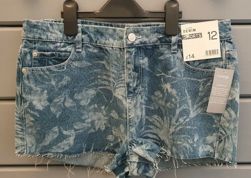 Ladies George Floral Denim Shorts Size 