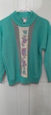 Beautiful White Stag Aqua Sweater 100 Percent Acrylic Size M Made In Taiwan