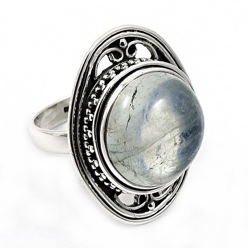 Gift For Woman Natural Aquamarine Solitaire Vintage Ring Size Q 925 Silver V44 - Picture 3 of 7
