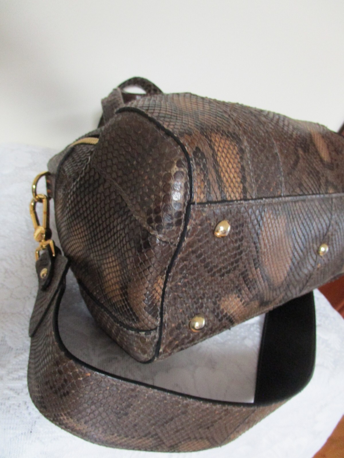 Vintage Furla Python Brown Leather Large Satchel … - image 10
