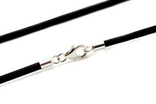 Unisex Black Leather Necklace – 3mm Greek Cord with Sterling Silver Clasp