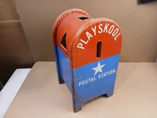 Vintage Playskool Postal Station 11" Tall Wooden Mailbox Shape Sorter No Blocks